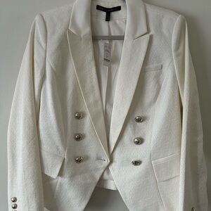 White House Black Market Ivory Blazer with Metallic Buttons